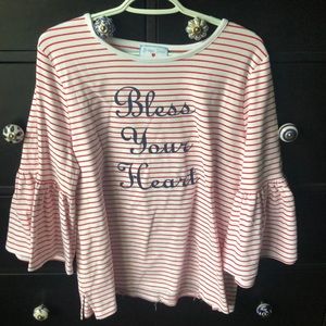 DRAPER JAMES red and white striped blouse